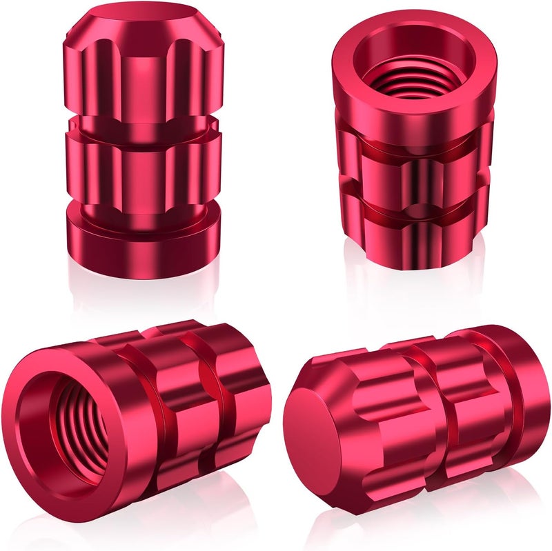 QUARKACE Tire Valve Stem Caps 4 Pack - Rustprood & Fade Resistant Metal Tire caps, Universal Fit for Cars/Trucks/Motorcycles/Bikes (Red) - Image 1